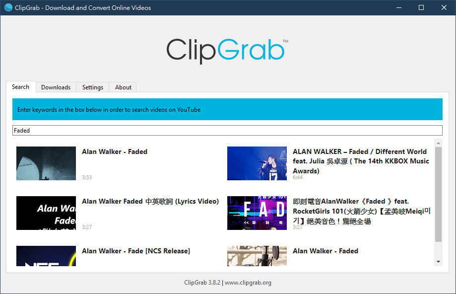 Youtube 跨平台免費影音下載工具 ClipGrab v3.8.2