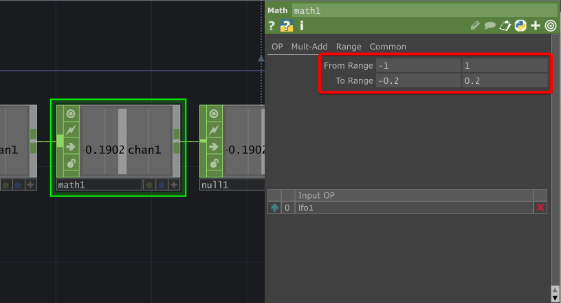 TouchDesigner 設定 Math 的 Range