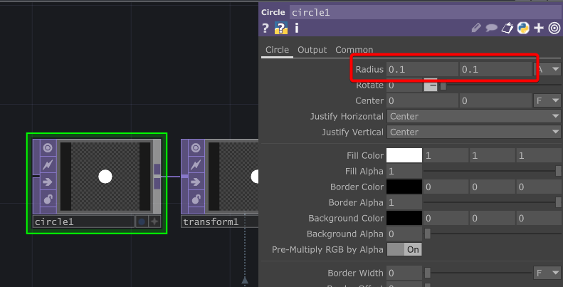 TouchDesigner 建立半徑比較小的圓形